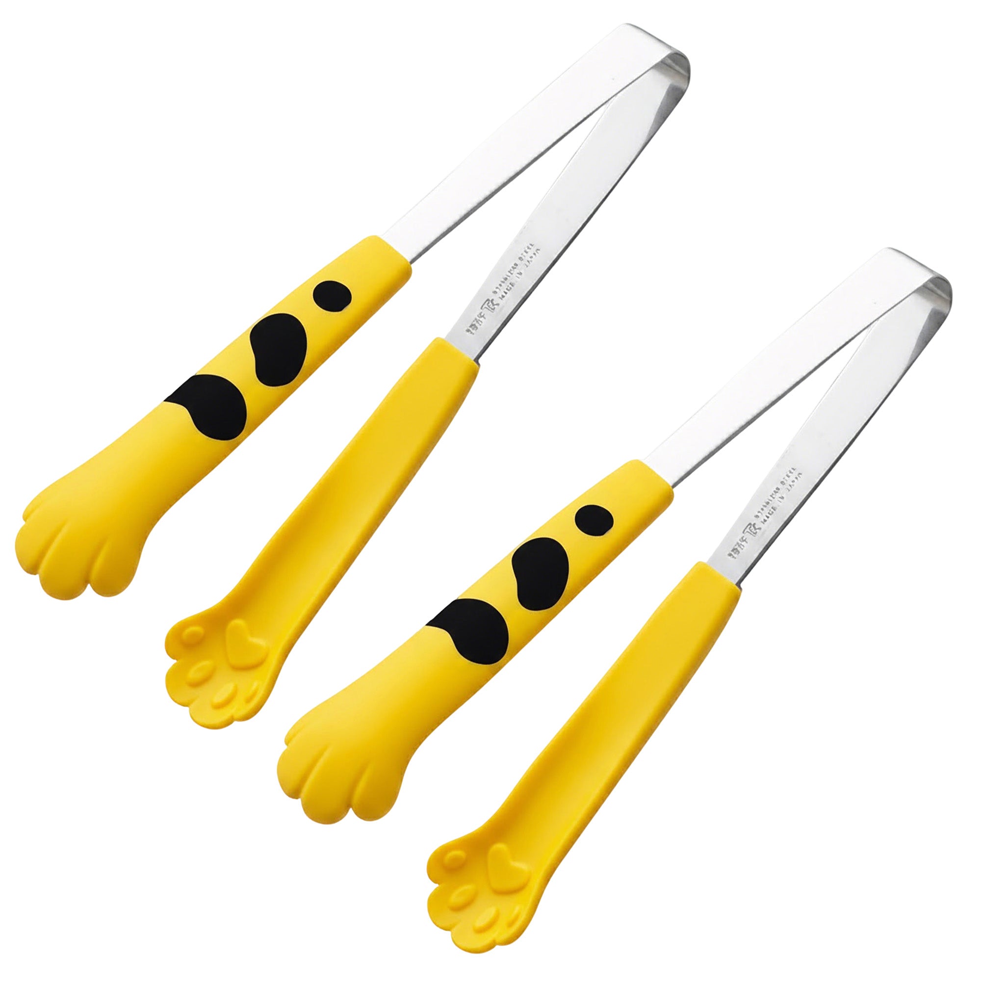 Anna-Kaci Stainless Steel Kitchen Tongs with Paw Handle Design Serving Utensil Set 2 Piece