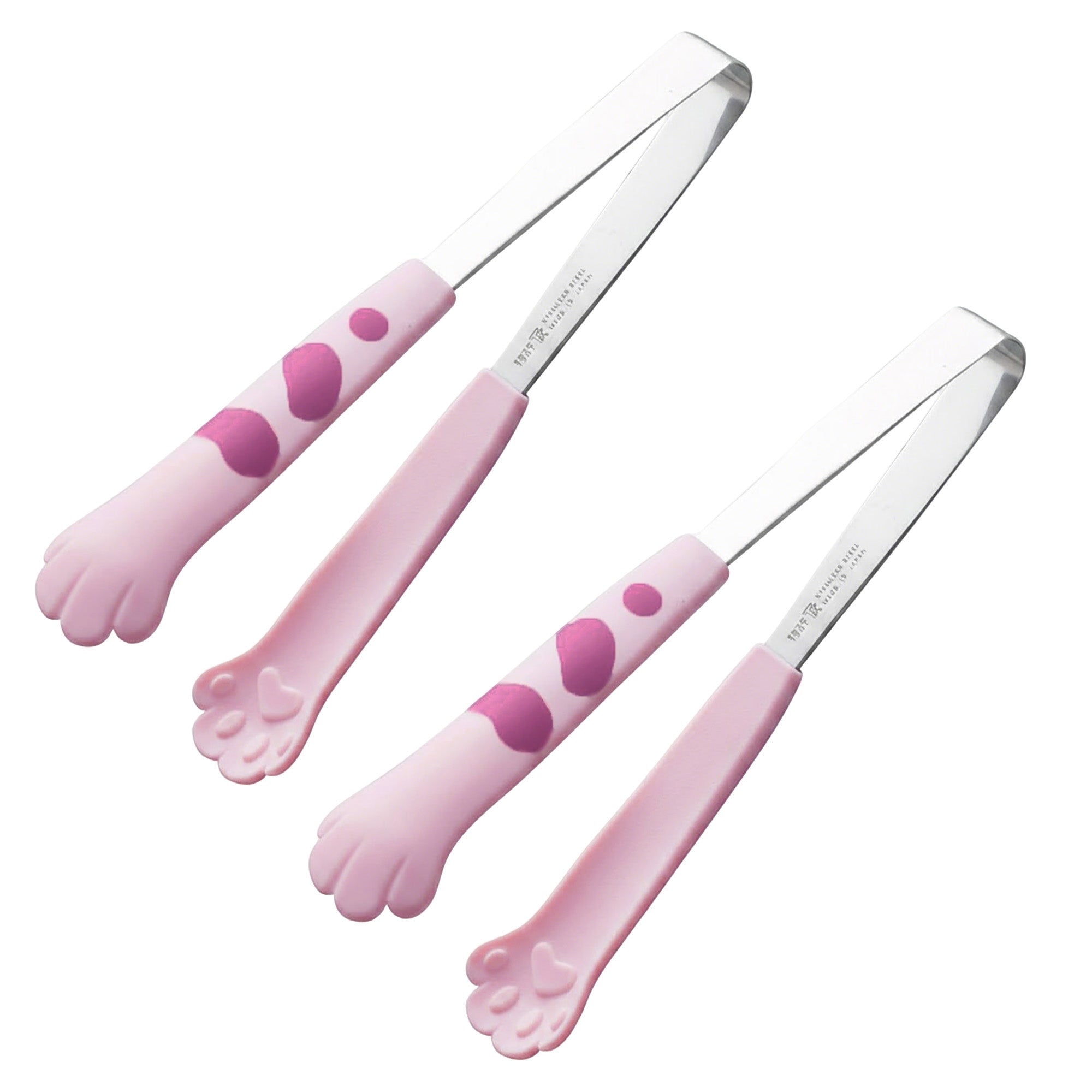 Anna-Kaci Stainless Steel Kitchen Tongs with Paw Handle Design Serving Utensil Set 2 Piece