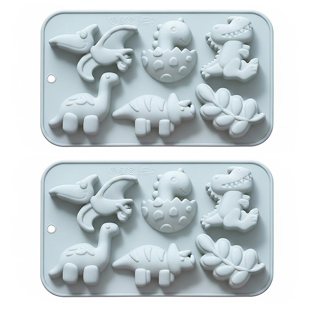 Anna-Kaci 2-Piece Dinosaur Silicone Baking Mold Set Nonstick Flexible Chocolate Candy Dessert Mold