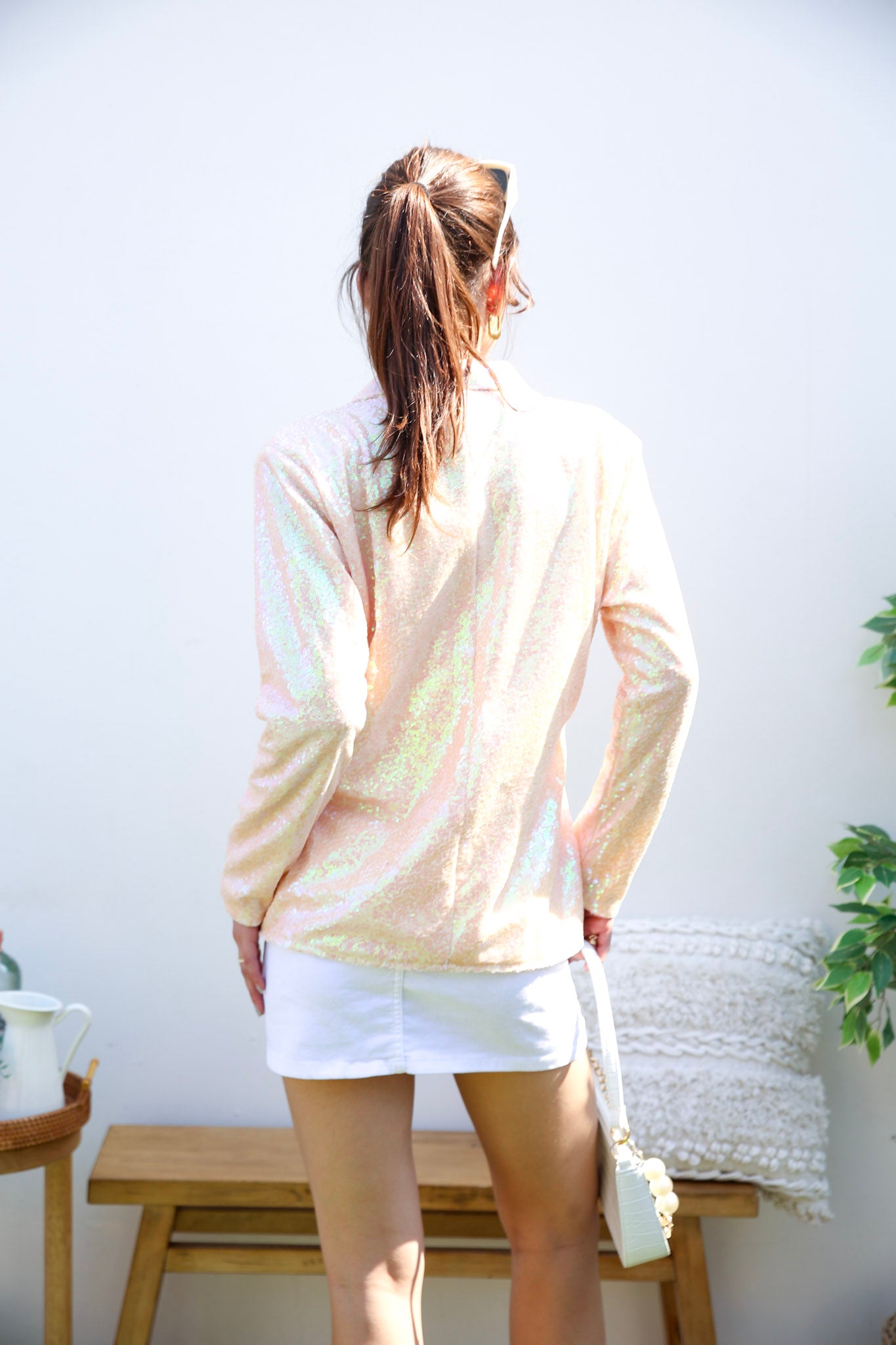 Chaqueta tipo blazer con lentejuelas brillantes