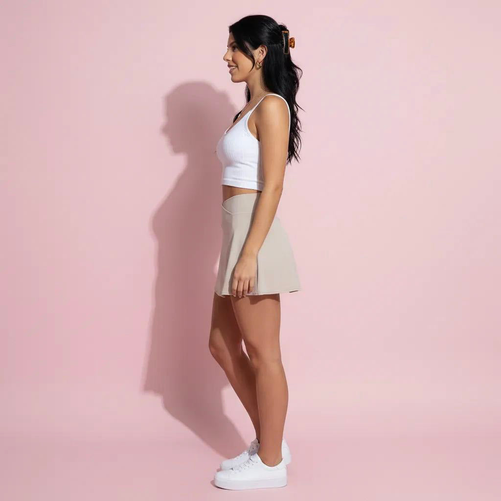 Anna-Kaci Active Women's Crossover Waist Athletic Skort with Built-In Shorts and Stretch Performance Fabric