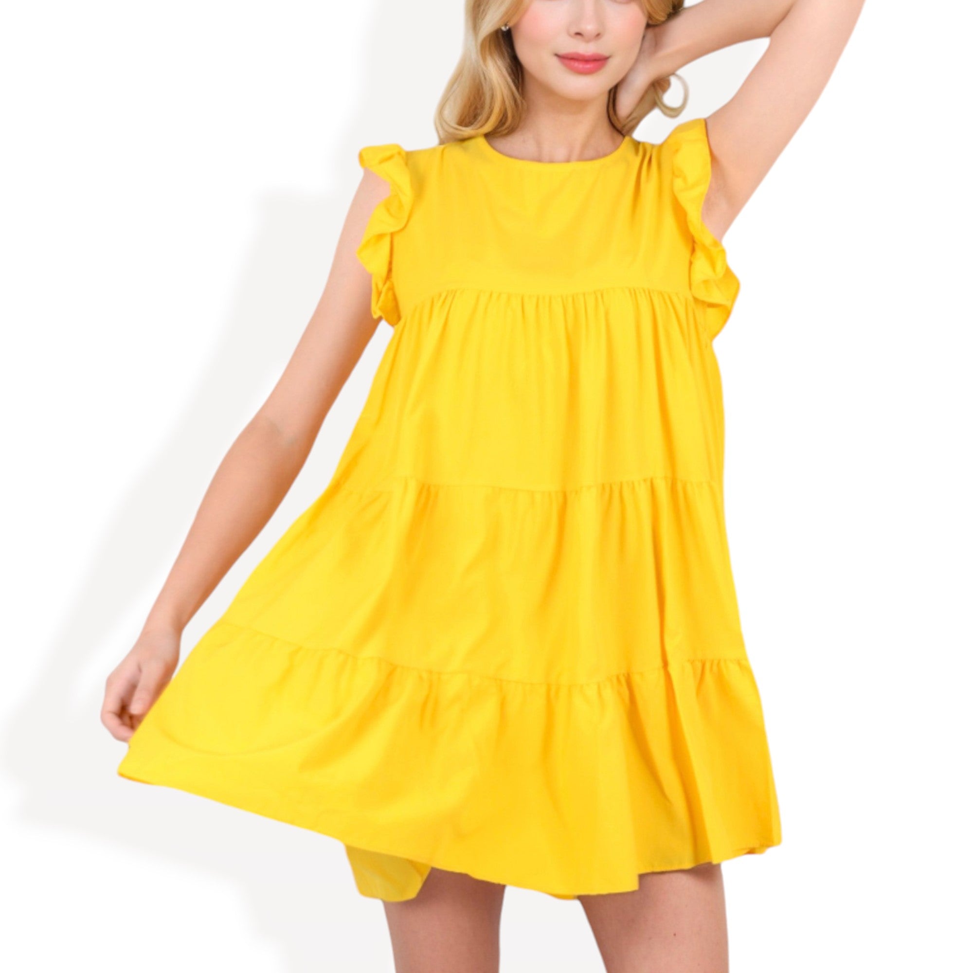 Anna-Kaci Women's Sleeveless Ruffle Trim Tiered Babydoll Dress with Flowy Fit for Casual Summer and Beach Wear