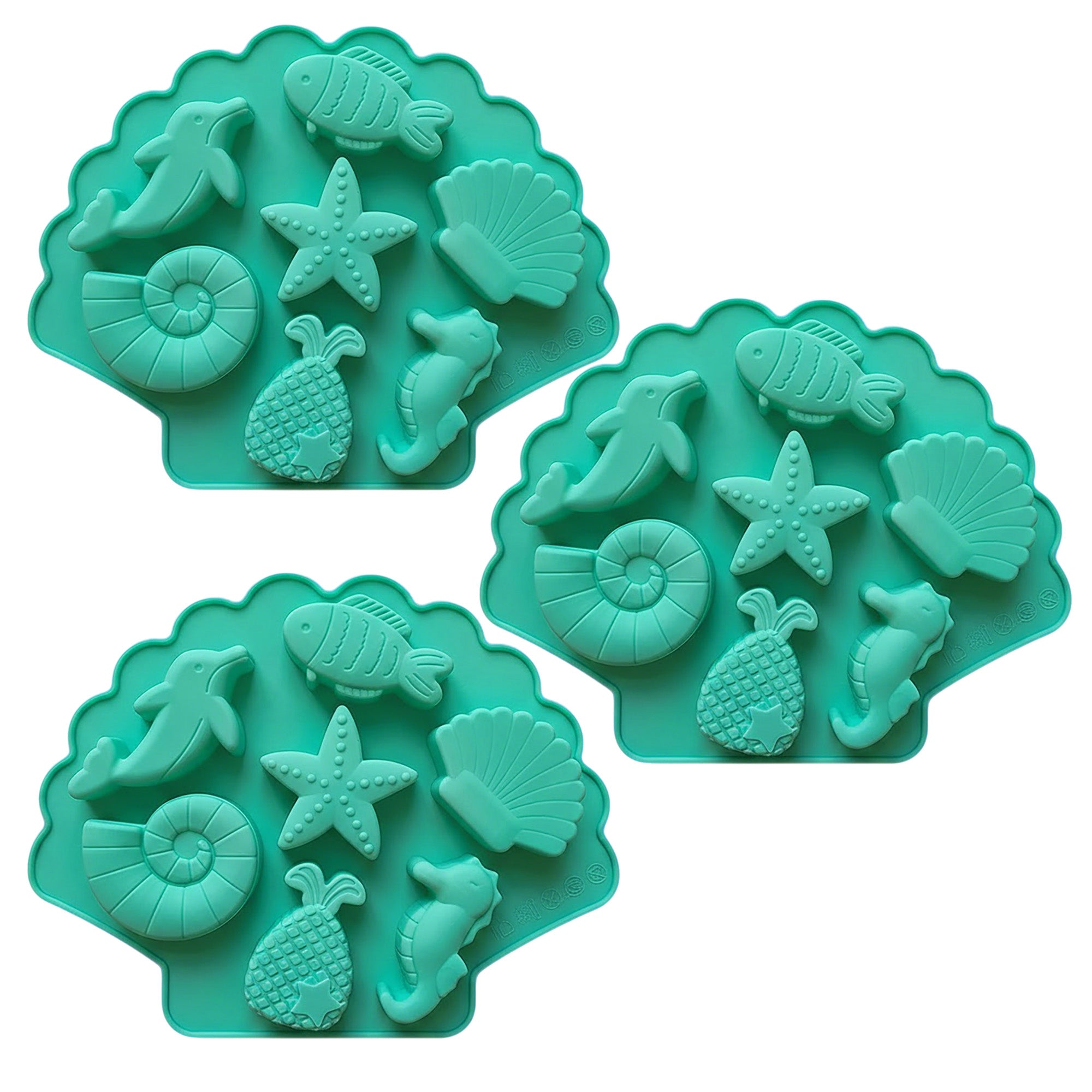 Anna-Kaci 3-Piece Ocean Theme Silicone Baking Mold Set Sea Life Cake Chocolate Candy Soap Mold