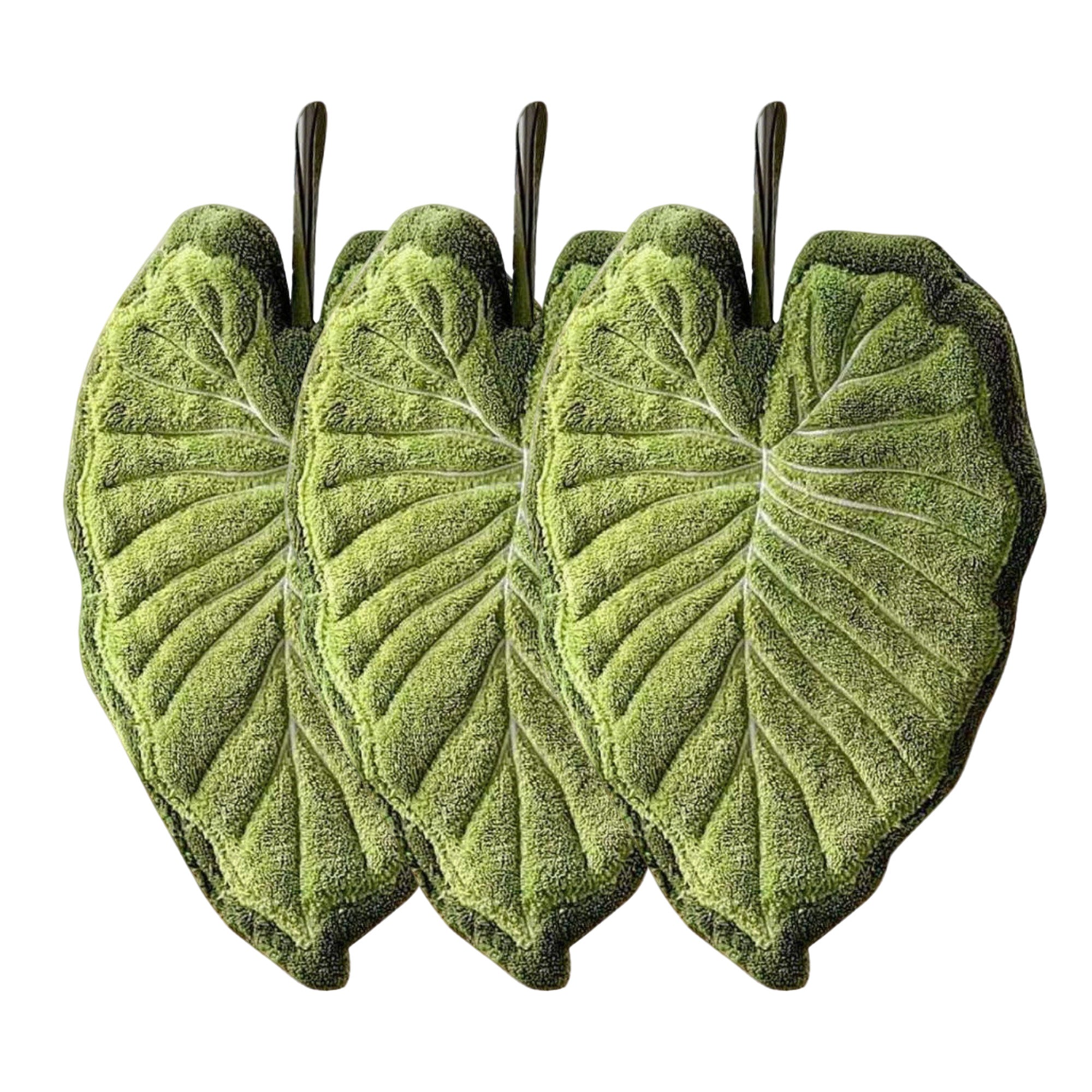 Anna-Kaci Soft Absorbent Hanging Hand Towels Leaf Shaped Reusable Cleaning Cloth with Loop 3 Pack