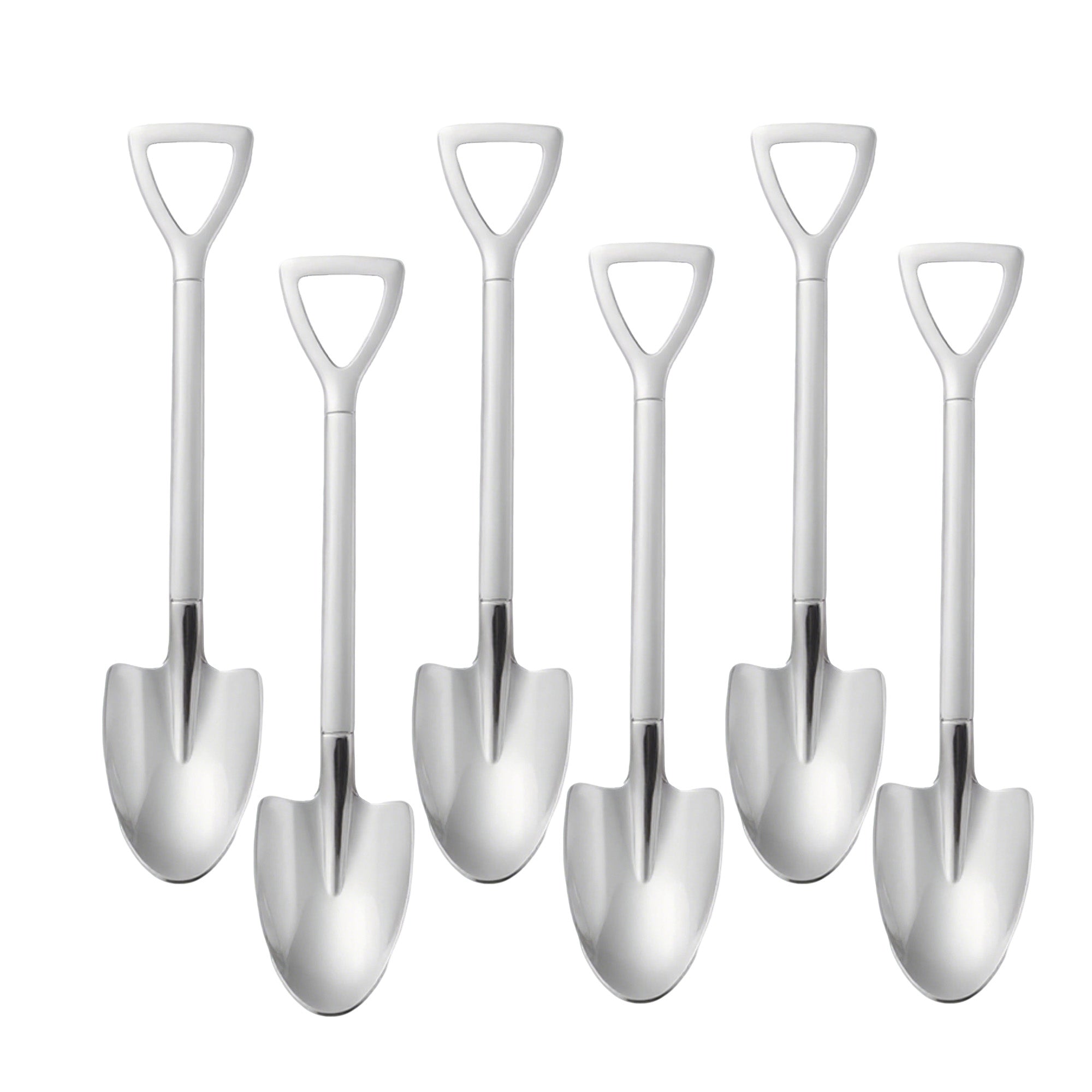 Anna-Kaci 6-Piece Mini Shovel Dessert Spoon Set with Stainless Steel Garden Tool Design