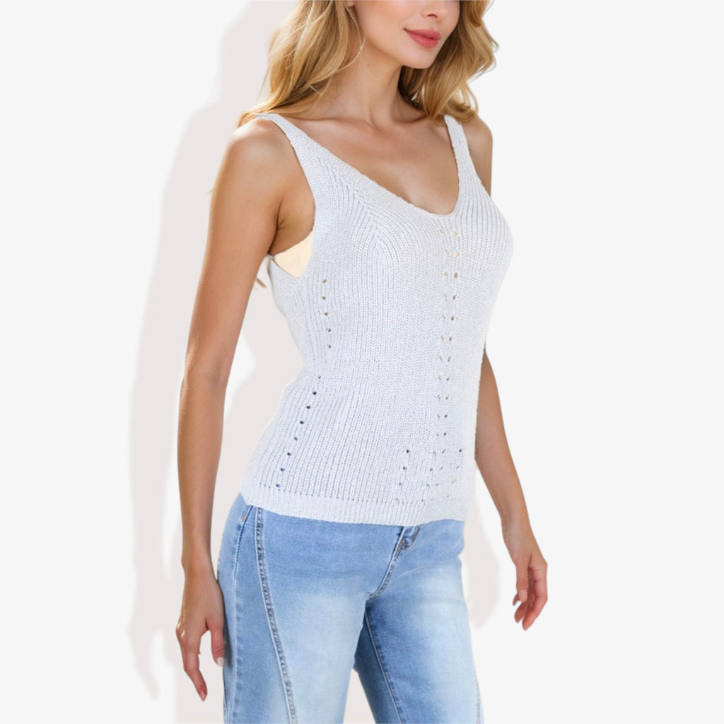 Camiseta de tirantes de punto sin mangas con escote en V para verano