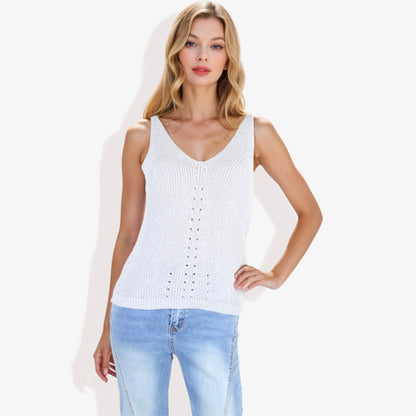 V-Neck Sleeveless Knit Summer Tank Top