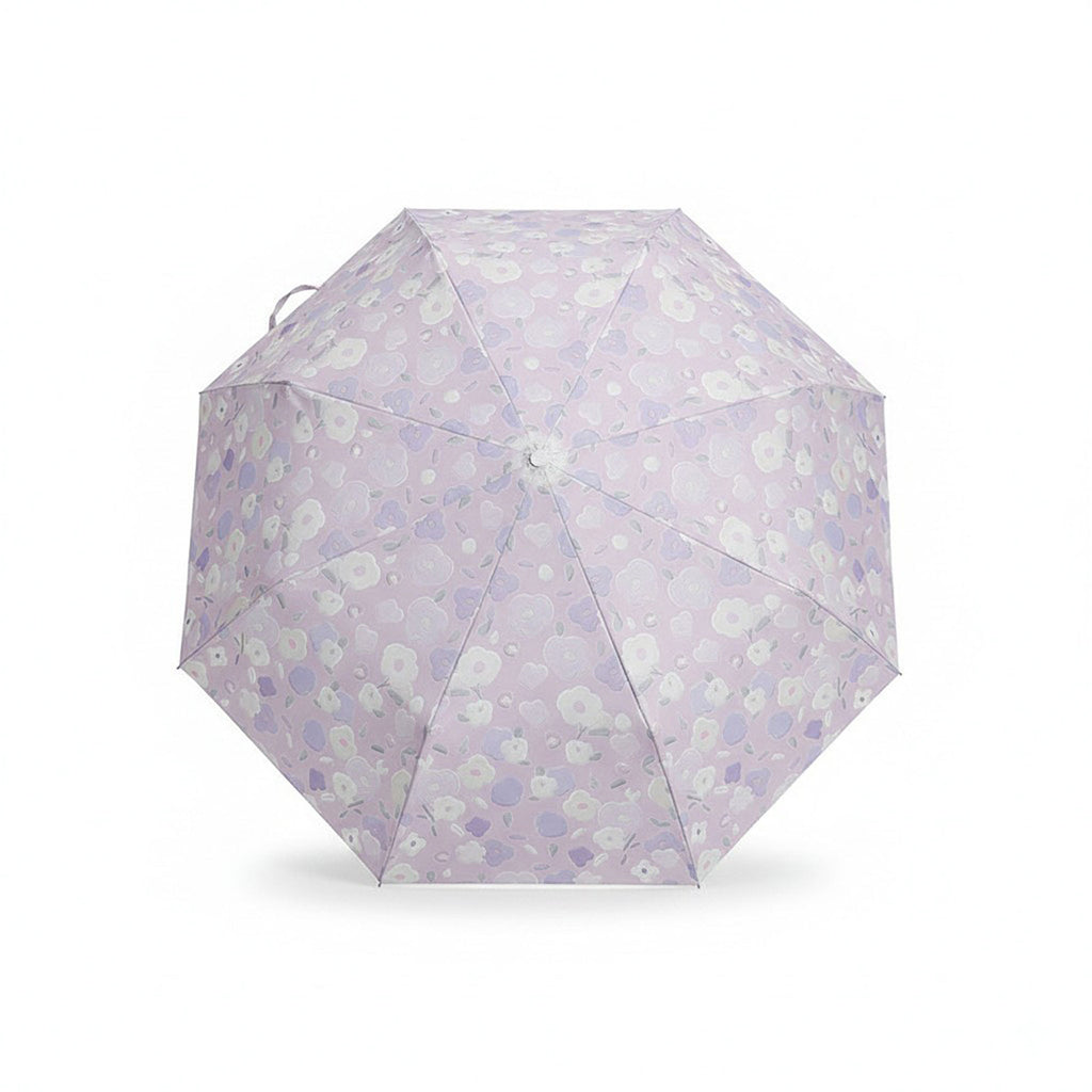 Anna-Kaci Lavender Floral Print Compact Foldable Umbrella