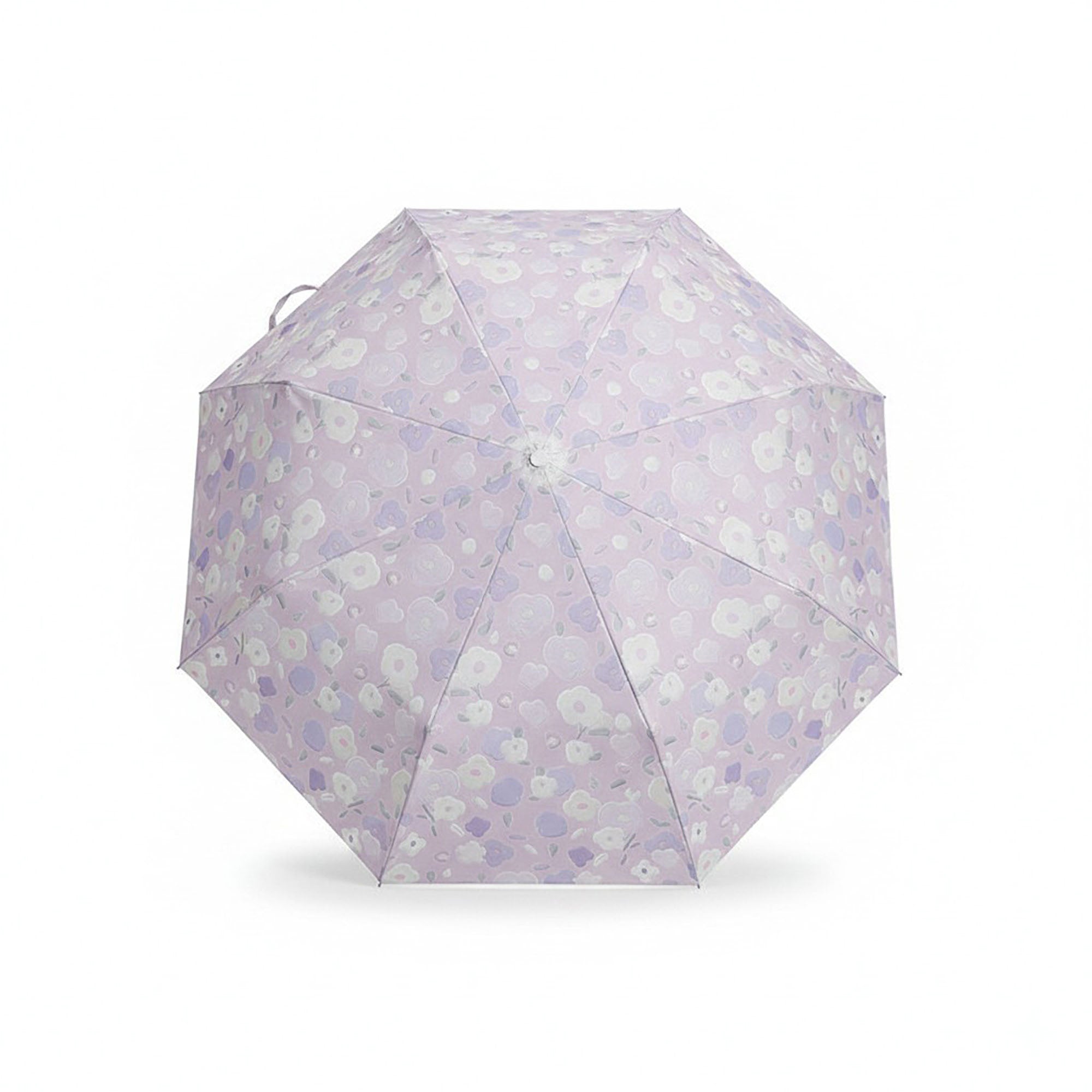 Anna-Kaci Lavender Floral Print Compact Foldable Umbrella