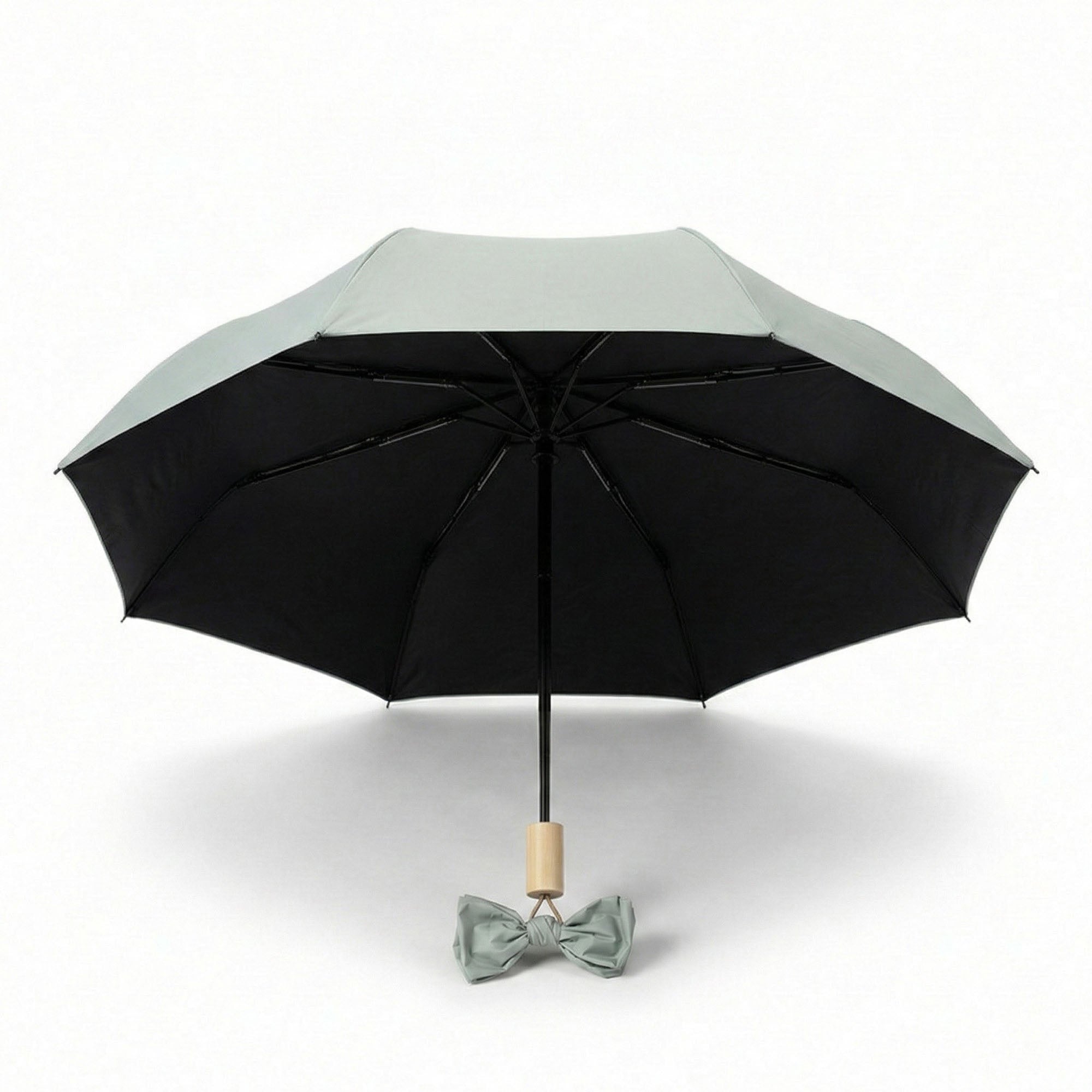 Anna-Kaci Neutral Compact Umbrella with UV Protective Black Interior