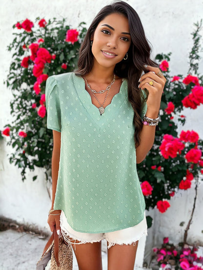 Lotus Sleeved V-Neck Top