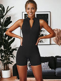Traje de fitness de una pieza sin mangas con cremallera