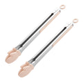 Anna-Kaci Stainless Steel Kitchen Tongs with Silicone Tips Non Slip Serving Utensil Set 2 Piece