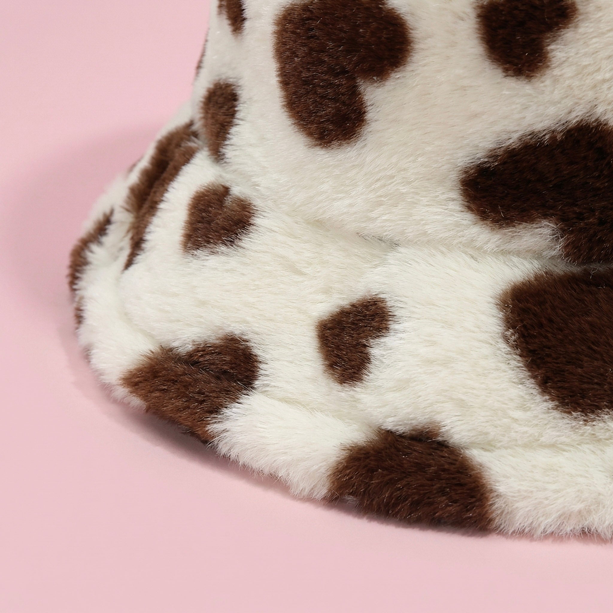 Anna-Kaci Valentine Plush Heart Pattern Bucket Hat Soft Texture Cozy Winter Style