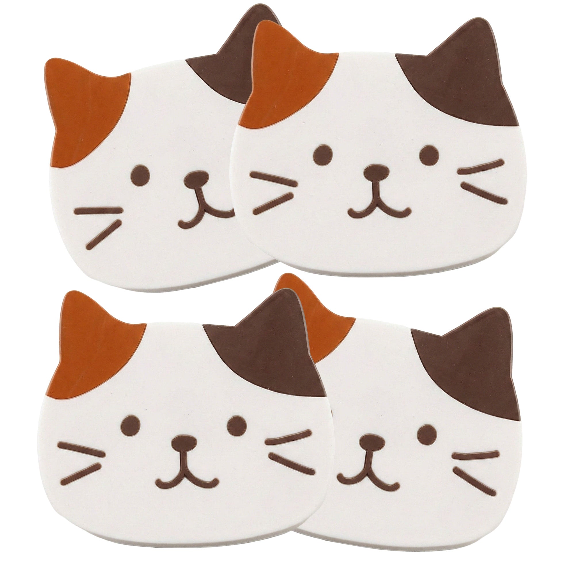 Anna-Kaci 4-PC Cat Face Coaster Cute Non Slip Drink Table Protector