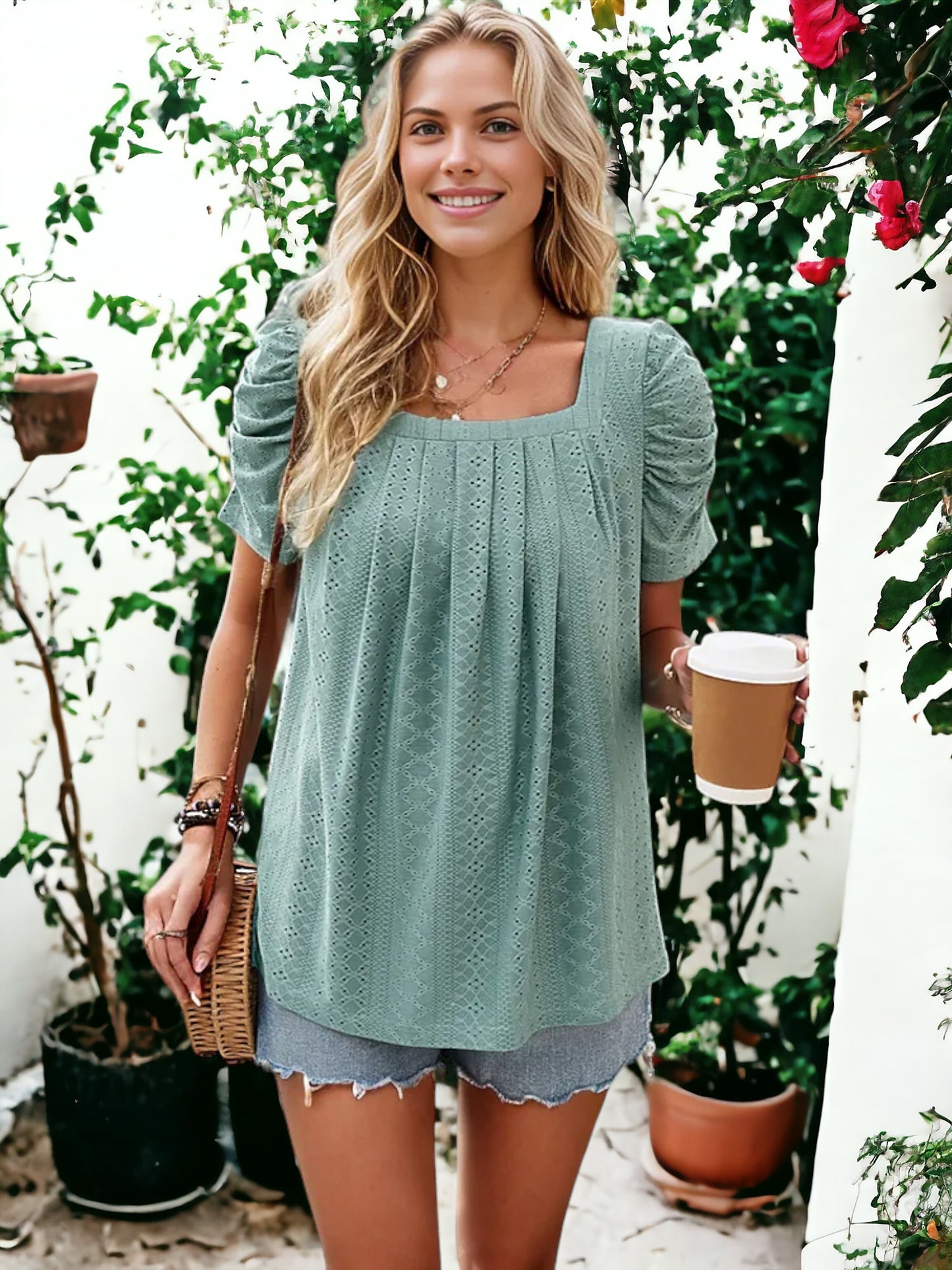 Square Collared Shirt Top
