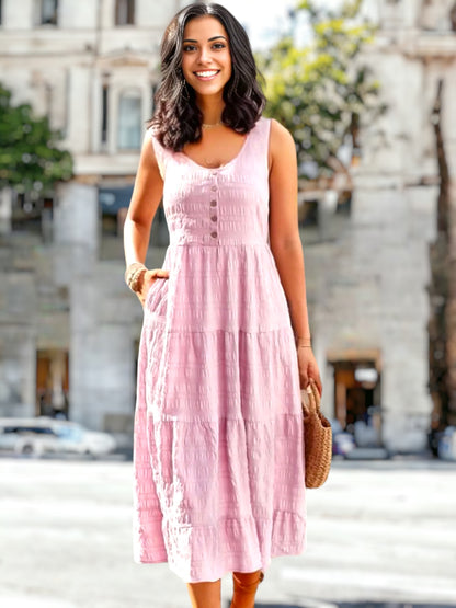 Textured Scoop Neck Dress