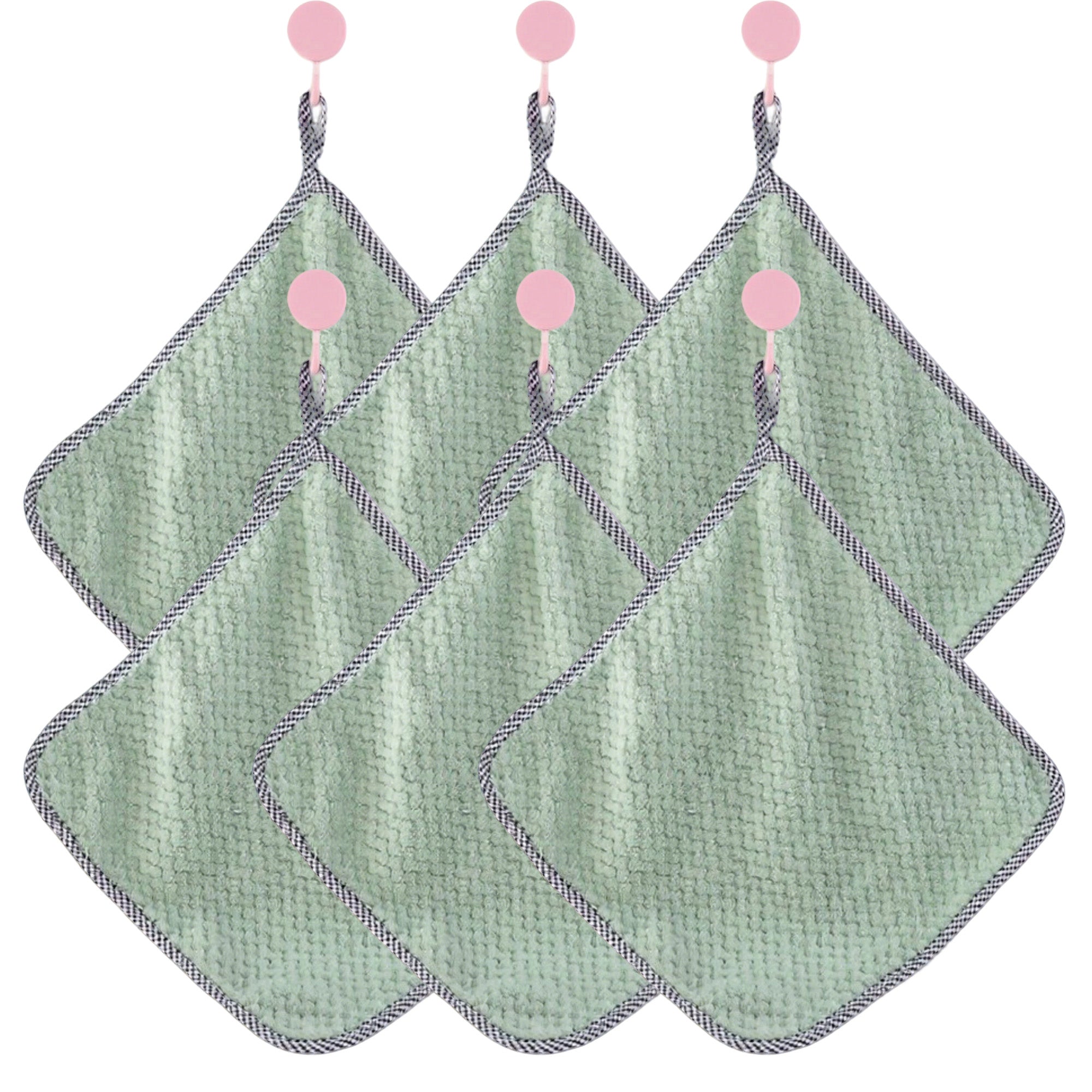 Anna-Kaci Textured Cleaning Dishcloths 6 Pack Reusable Absorbent Hanging Loop Design