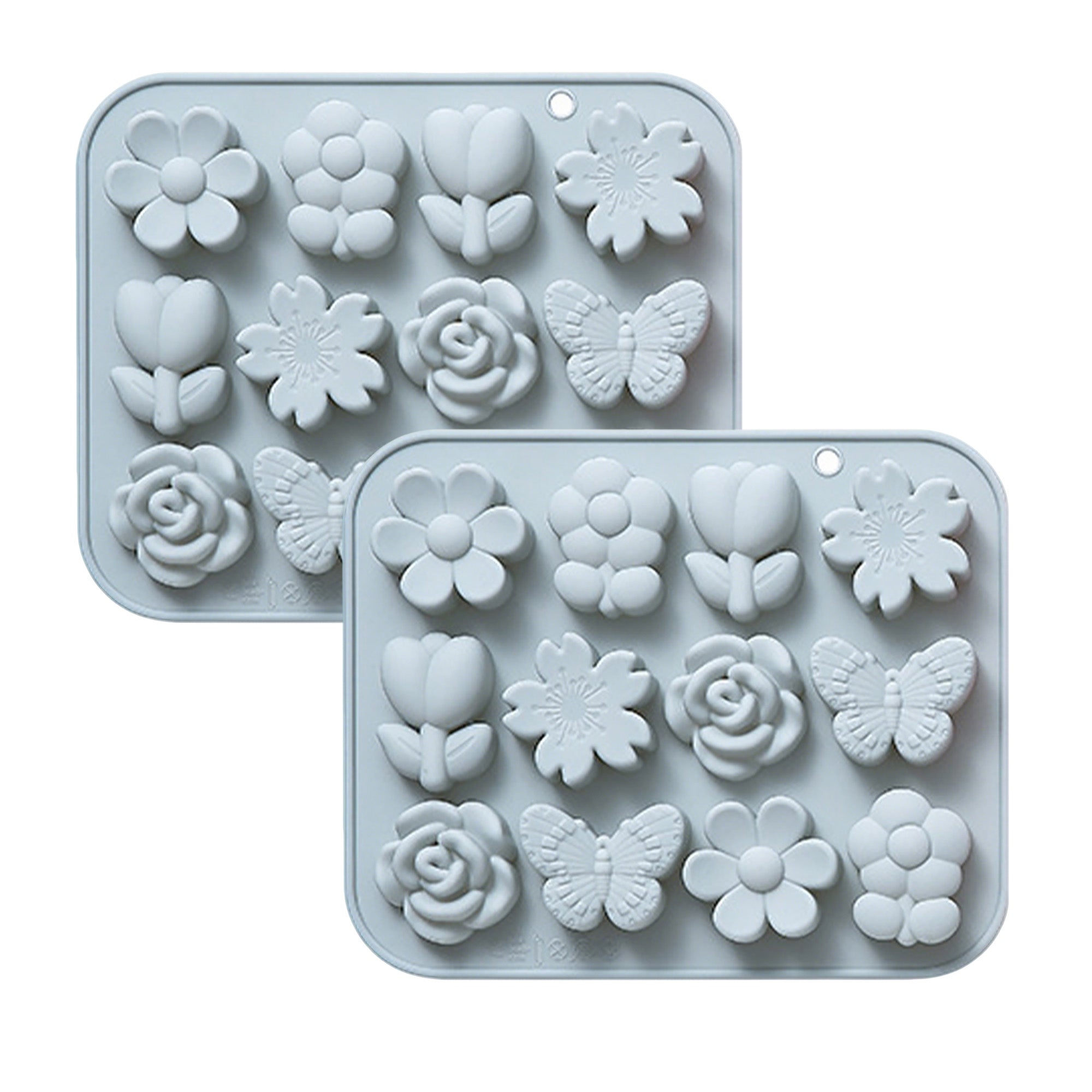 Anna-Kaci 2-Piece Silicone Flower and Butterfly Baking Mold Set Nonstick Flexible Candy Chocolate Mold