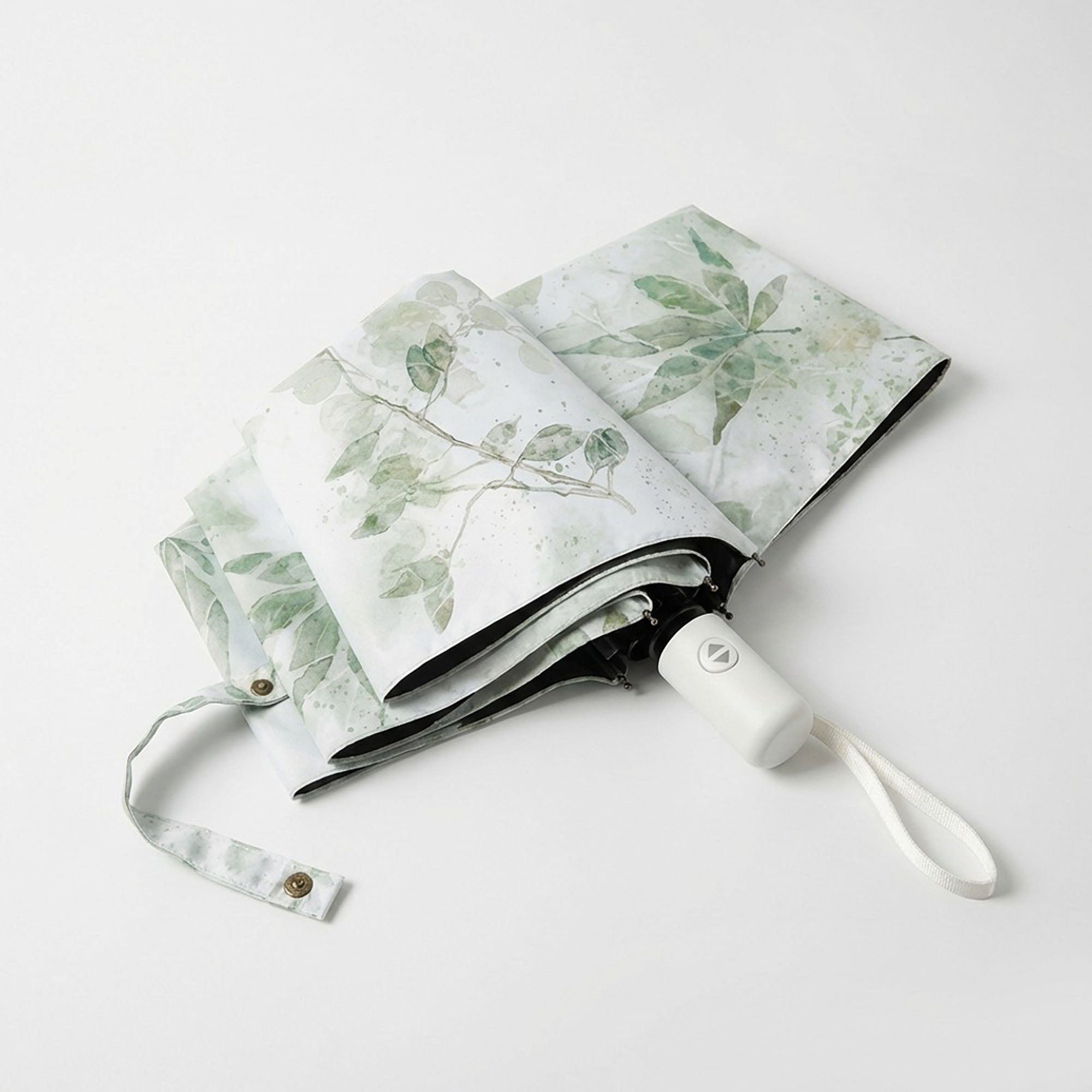Anna-Kaci Botanical Leaf Print Compact Folding Umbrella with Automatic Open and Wind Resistant Frame