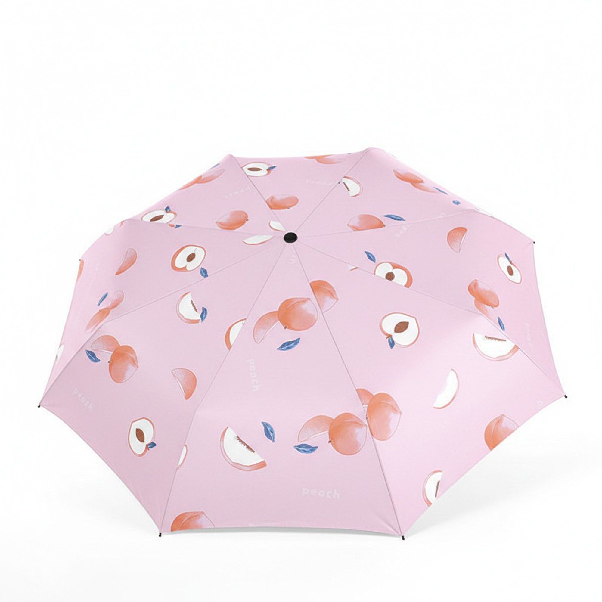 Anna-Kaci Peach Print Compact Folding Umbrella with Automatic Open and Wind Resistant Frame