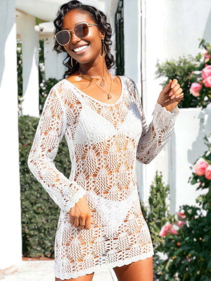 Crochet Knitted Tunic Bikini Cover Up Beach Outfit