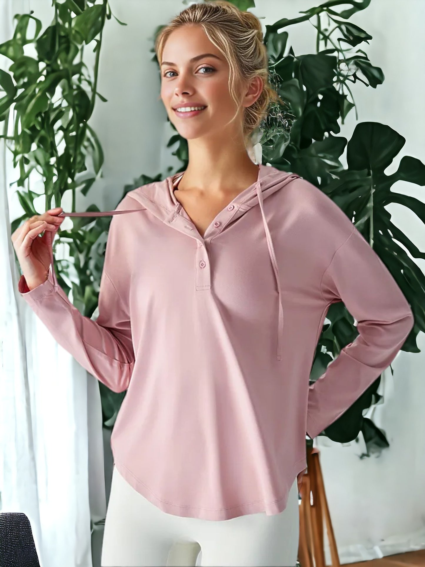 Chaqueta de yoga informal de manga larga, holgada y transpirable