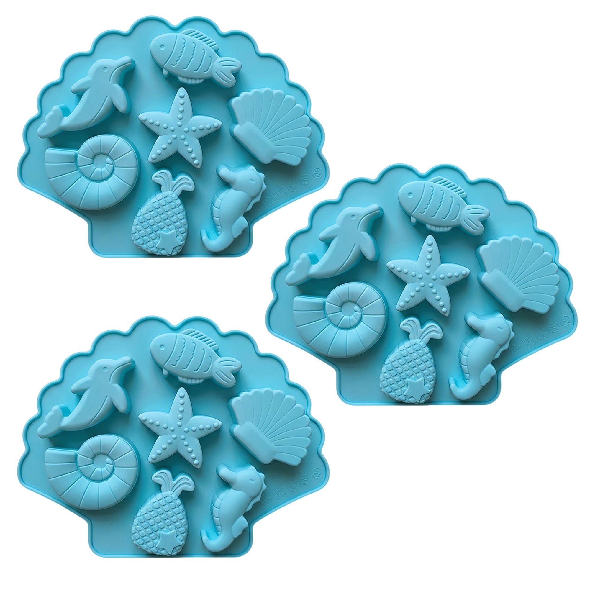 Anna-Kaci 3-Piece Ocean Theme Silicone Baking Mold Set Sea Life Cake Chocolate Candy Soap Mold