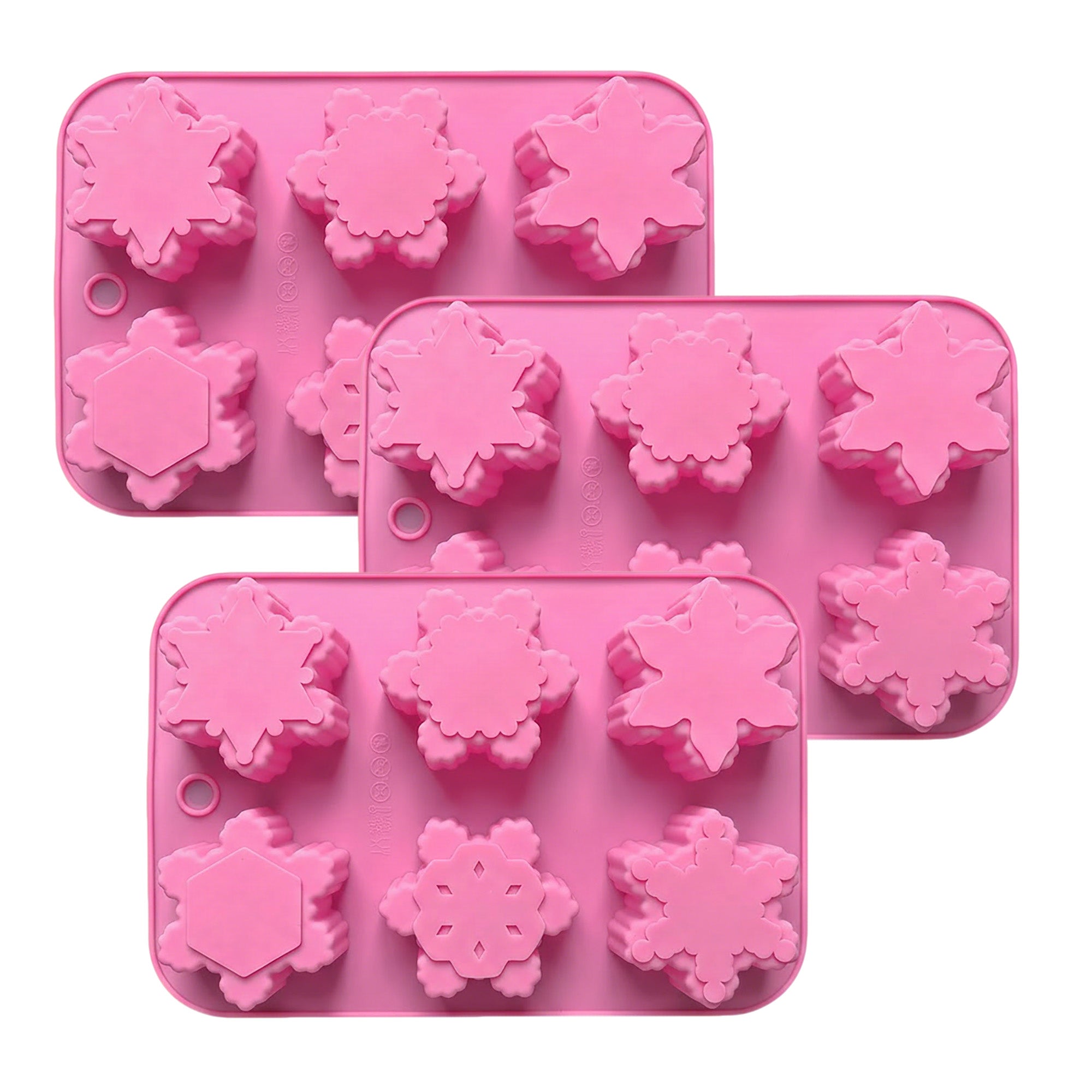 Anna-Kaci 3-Piece Snowflake Silicone Baking Mold Set Winter Shape Cake Chocolate Candy Soap Mold