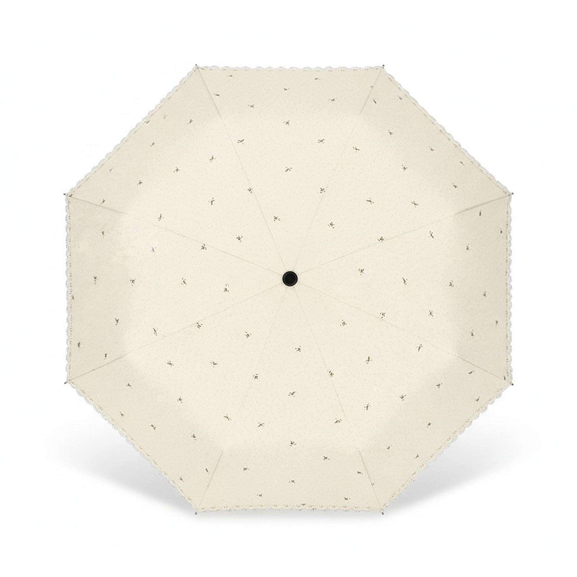 Anna-Kaci Floral Print Compact Umbrella with Scalloped Edge Canopy Automatic Open and Wind Resistant Frame