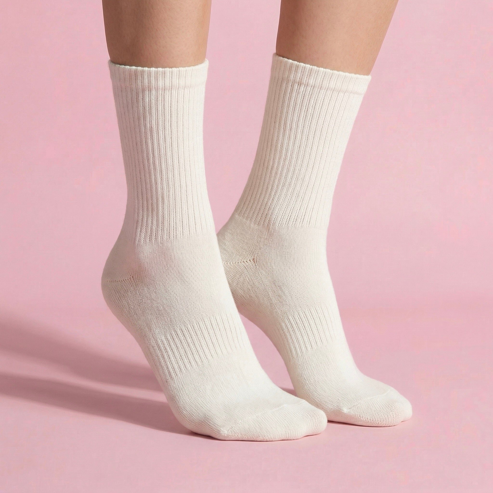 Anna-Kaci Women's 2-Pair Set Crew Athletic Socks with Striped Cuffs and Full Sole Grip for Yoga Fitness