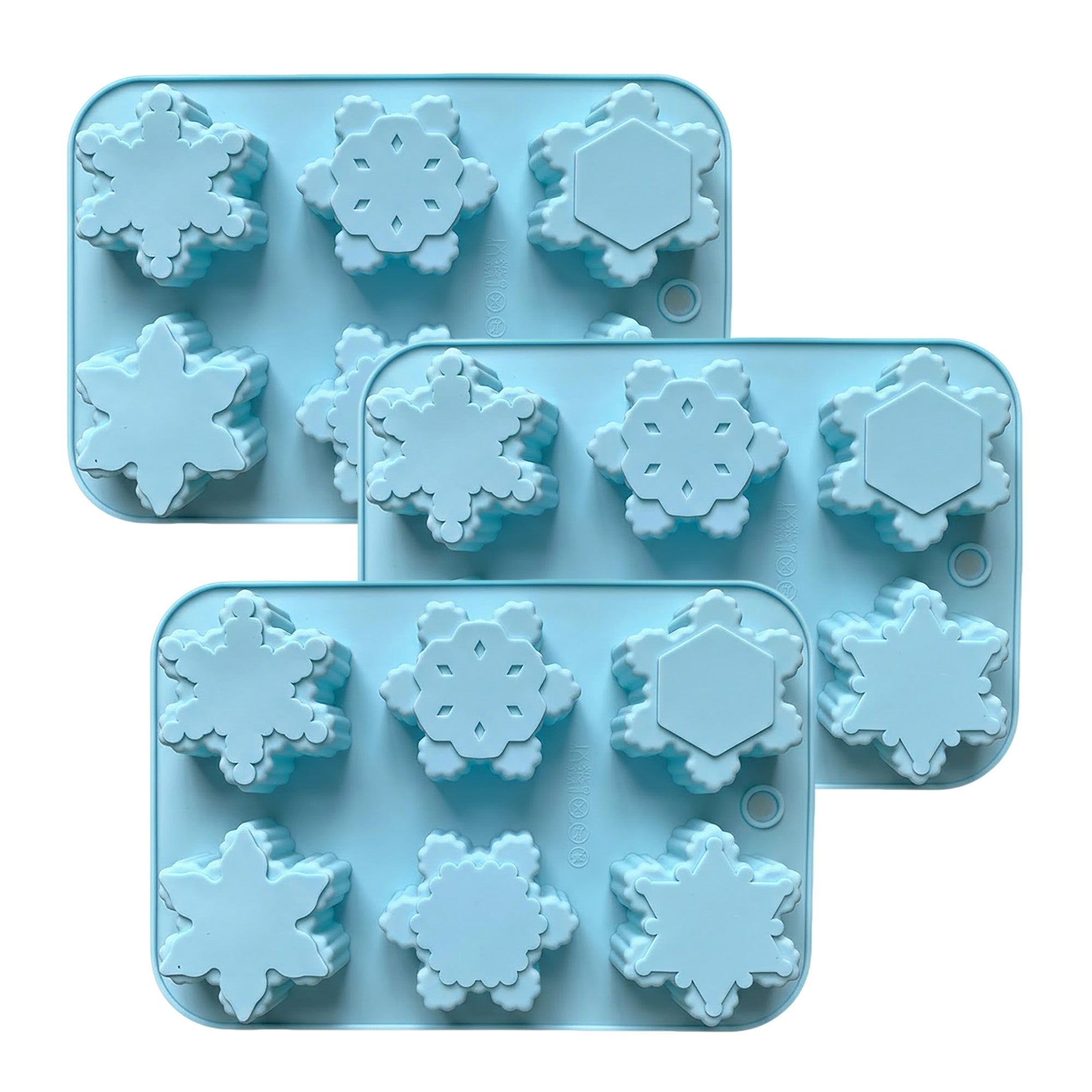 Anna-Kaci 3-Piece Snowflake Silicone Baking Mold Set Winter Shape Cake Chocolate Candy Soap Mold