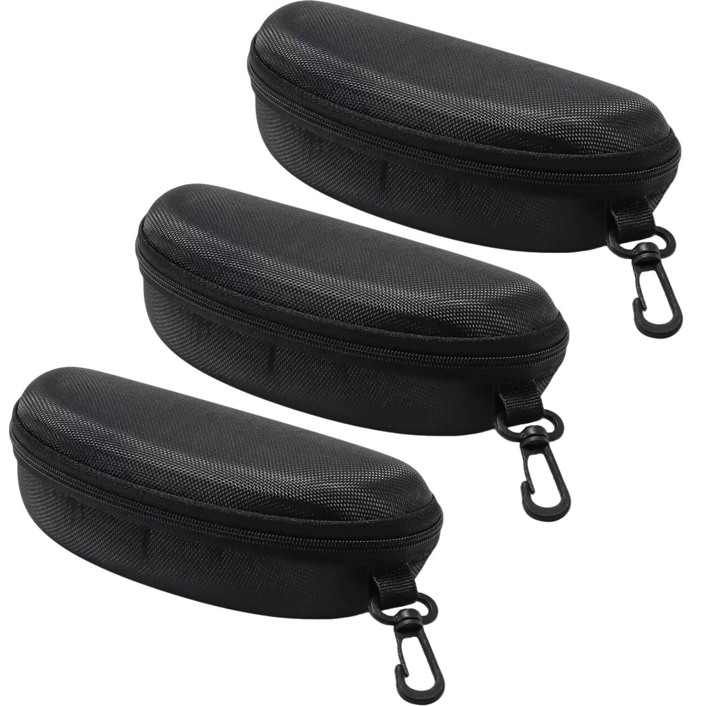 Anna-Kaci 3 Pack Hard Shell Eyeglasses Case with Zipper Closure and Clip Protective Sunglasses Storage