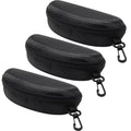 Anna-Kaci 3 Pack Hard Shell Eyeglasses Case with Zipper Closure and Clip Protective Sunglasses Storage