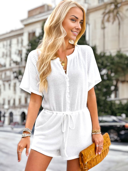 Textured Button Detail Romper