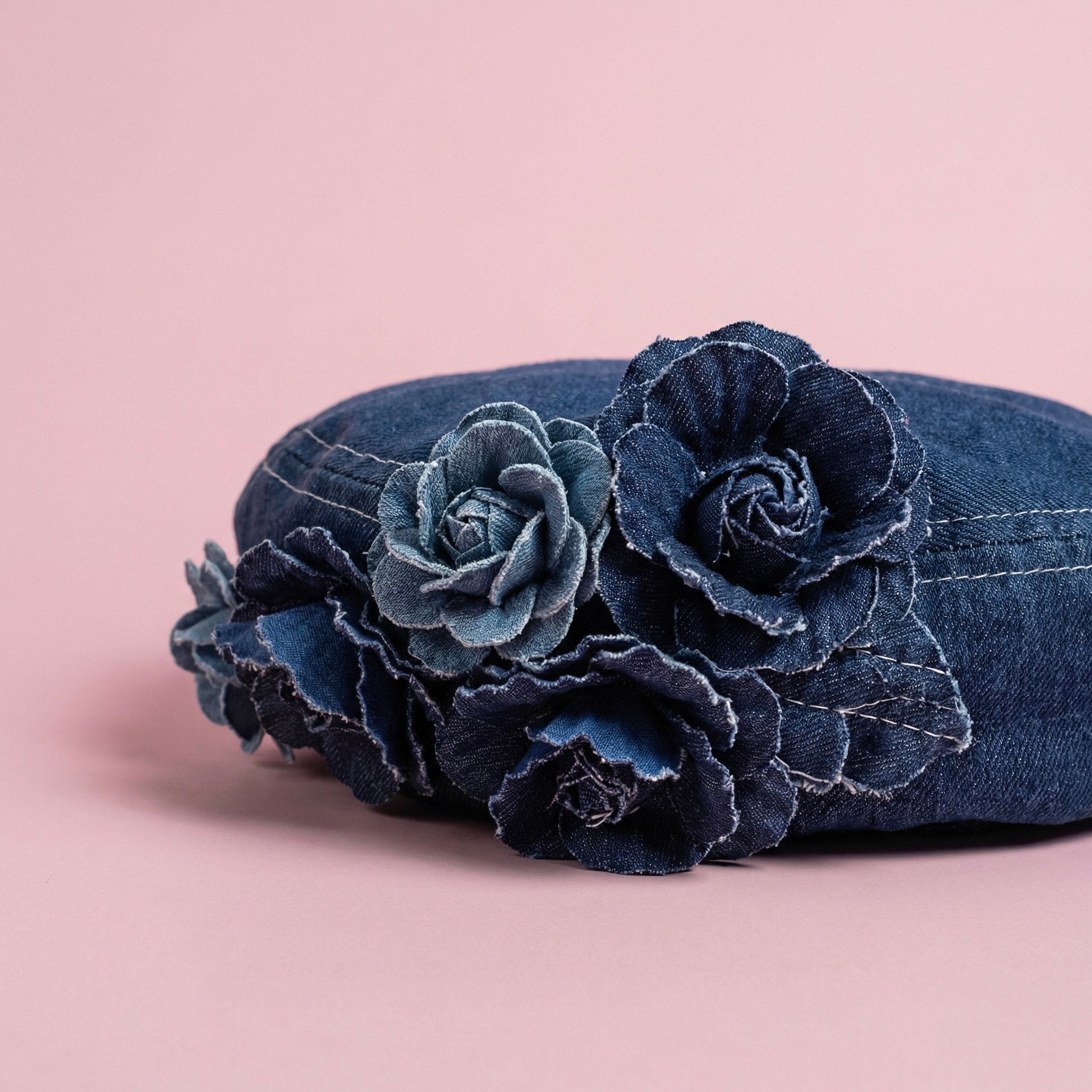 Anna-Kaci Women's Floral Denim Beret Hat Soft Structured Fashion Cap