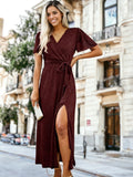 Vestido de lentejuelas con escote en V, lunares y detalles transparentes brillantes 