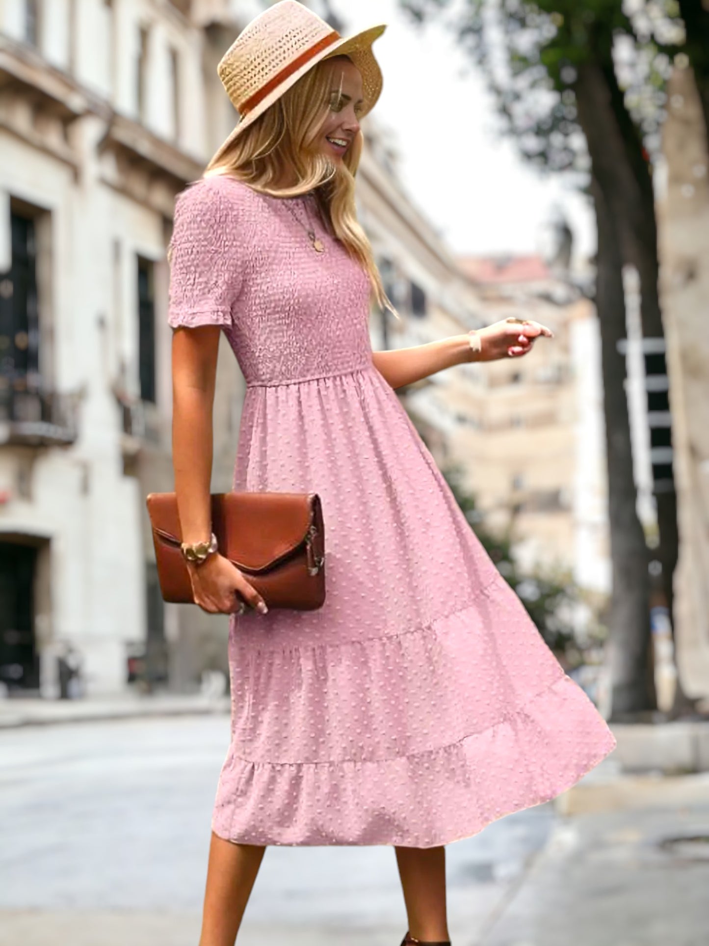 Vestido de capas con doble textura 