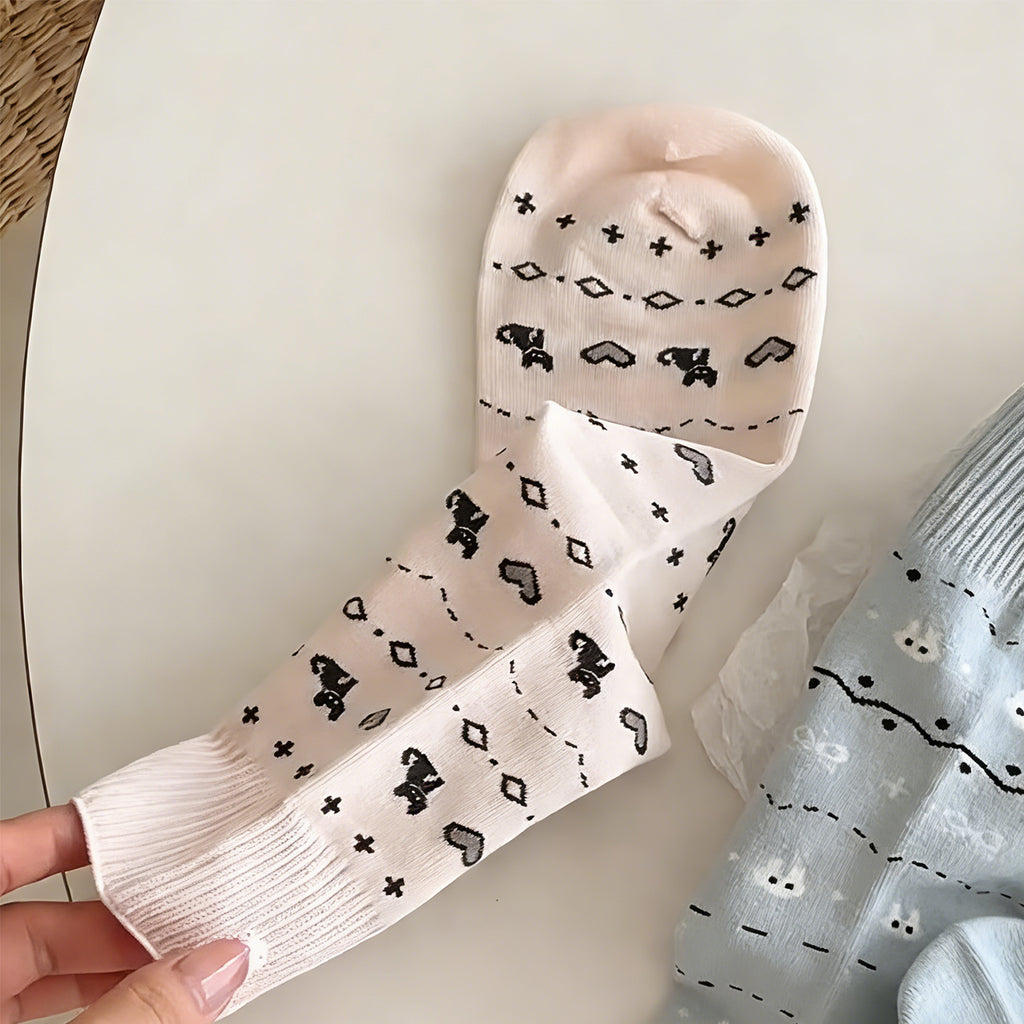 Anna-Kaci Womens Cotton Blend Crew Socks 3 Pair Pack Soft Everyday Casual Comfort