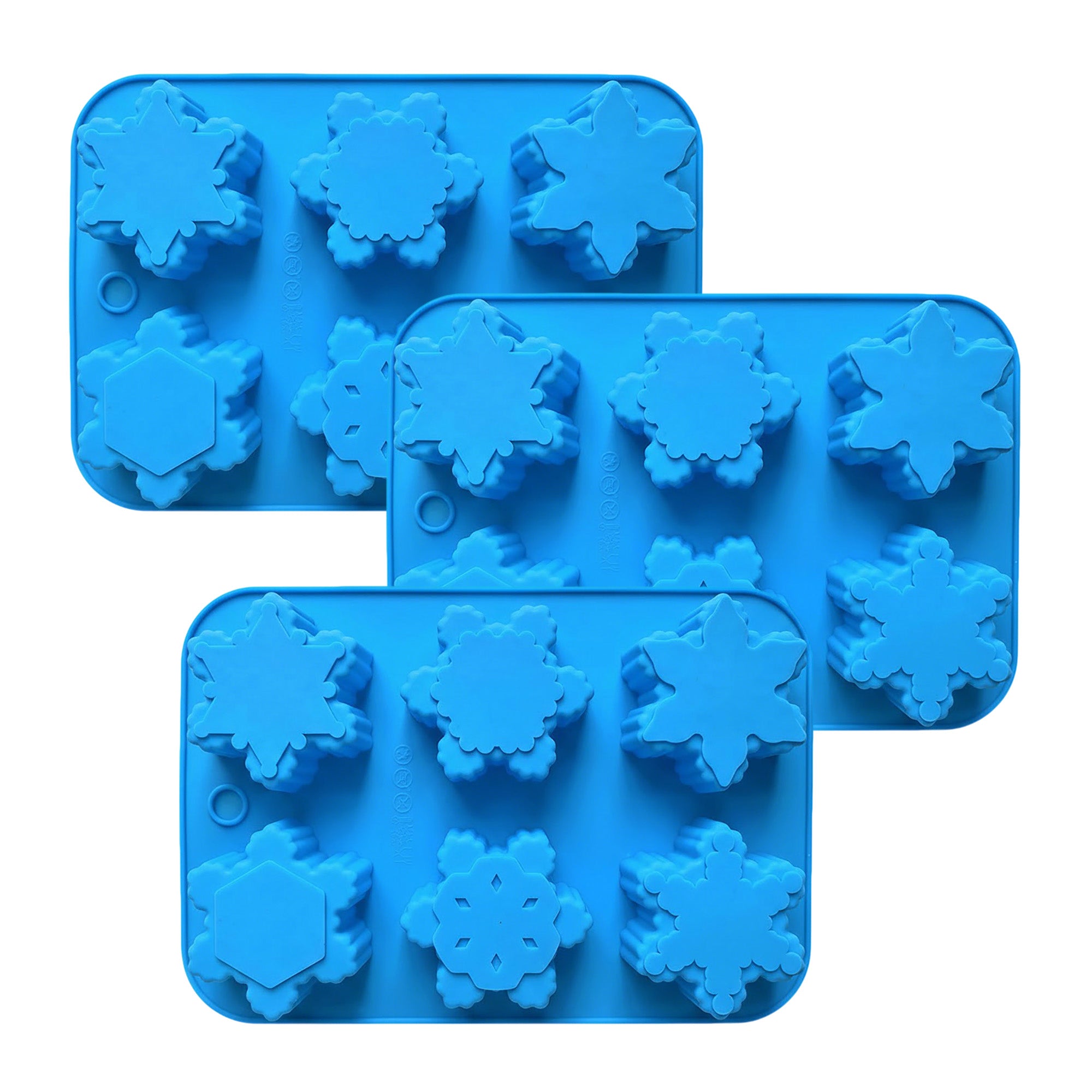 Anna-Kaci 3-Piece Snowflake Silicone Baking Mold Set Winter Shape Cake Chocolate Candy Soap Mold