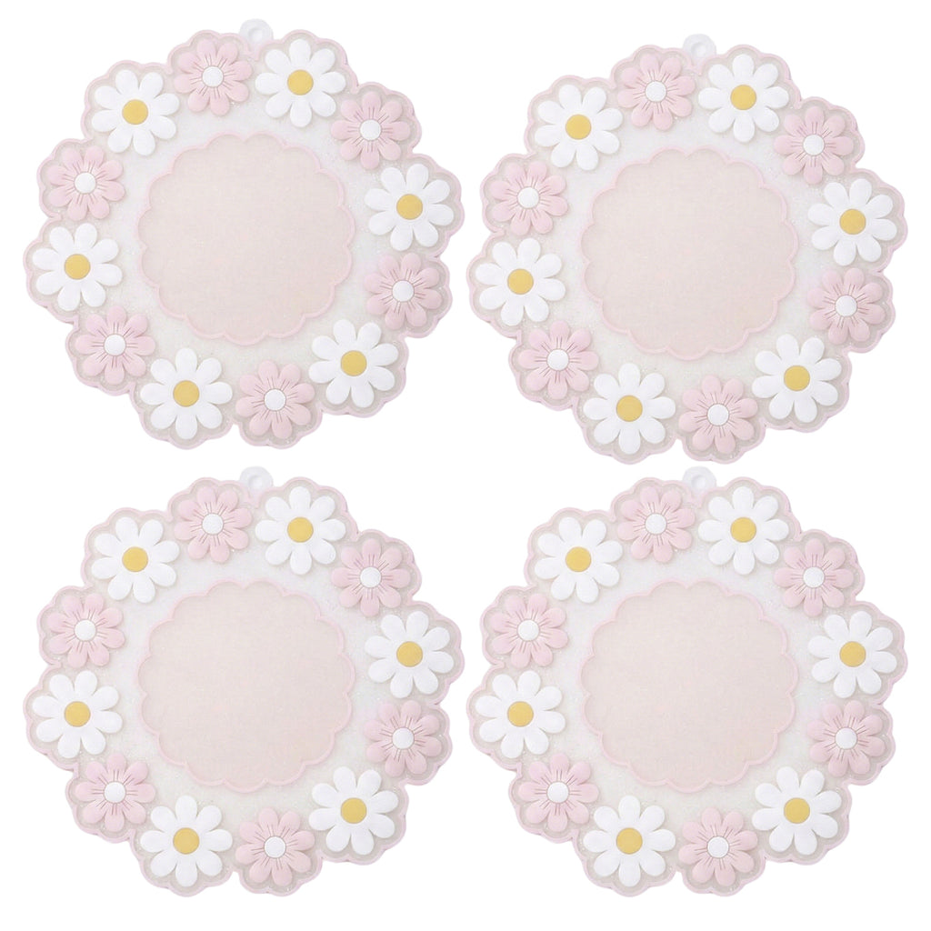 Anna-Kaci 4-PC Daisy Floral Silicone Trivet Heat Resistant Non Slip Kitchen Pot Holder