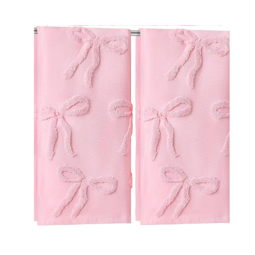 Anna-Kaci Soft Decorative Bow Textured Hand Towels Set with Raised Jacquard Design 2 Pack