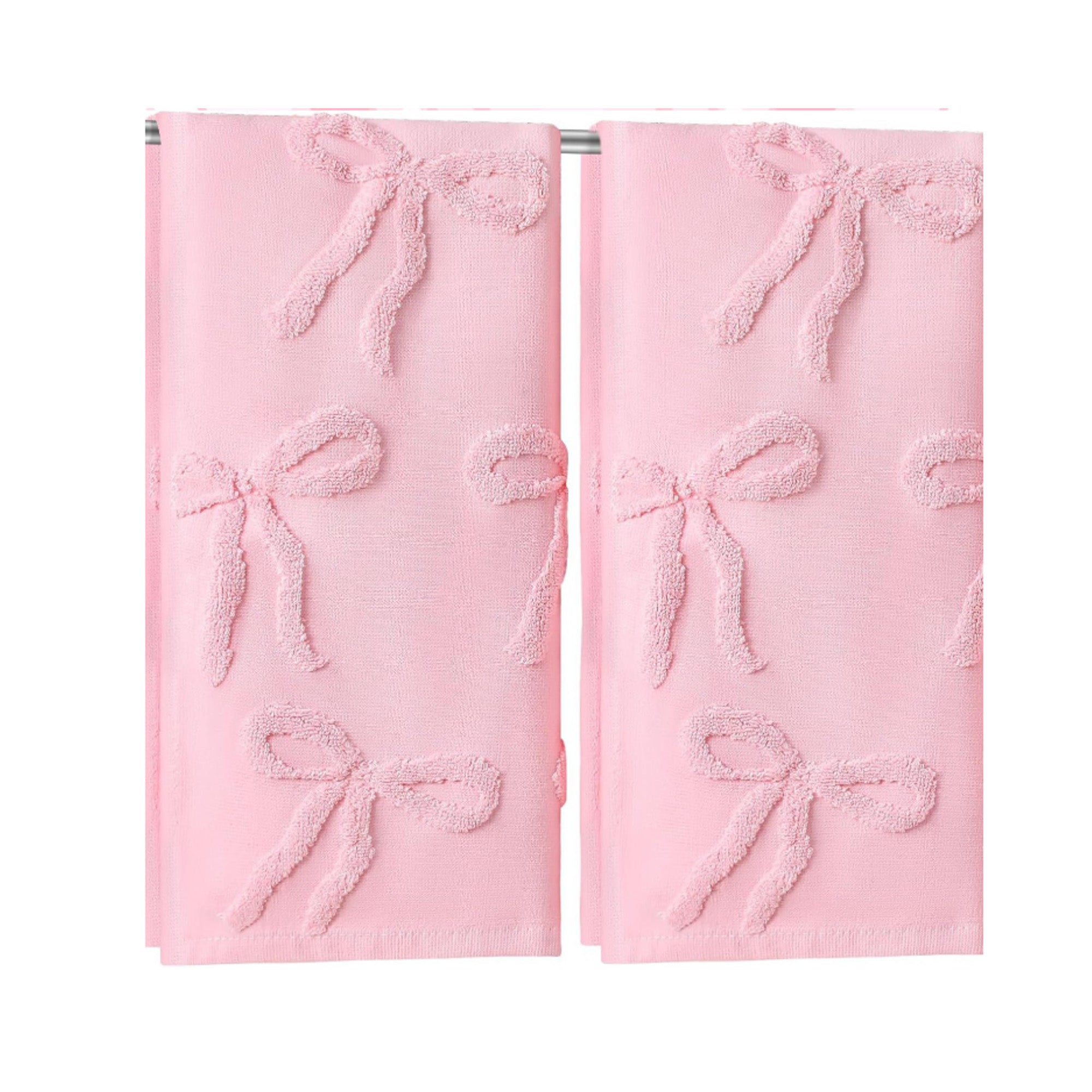 Anna-Kaci Soft Decorative Bow Textured Hand Towels Set with Raised Jacquard Design 2 Pack