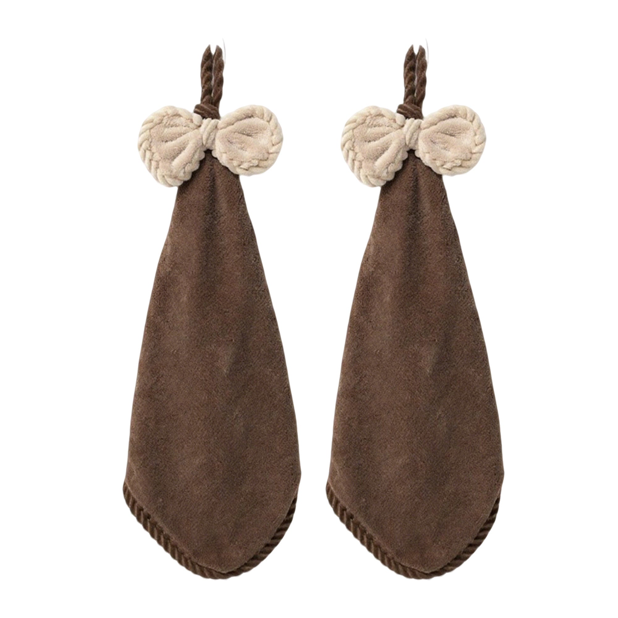 Anna-Kaci Soft Absorbent Hanging Hand Towels with Bow Detail Reusable Cleaning Cloth 2 Pack
