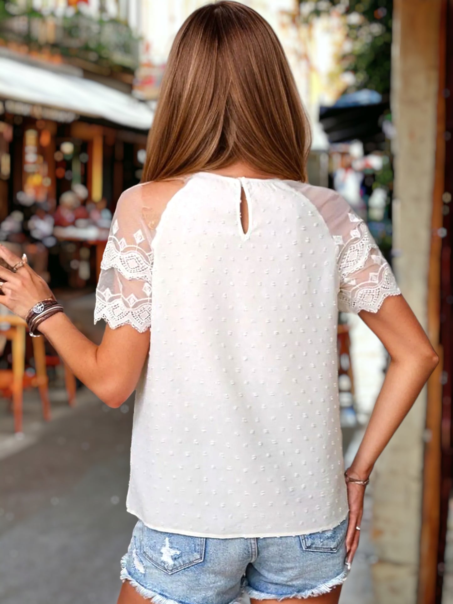 Mesh Lace Sleeve Blouse