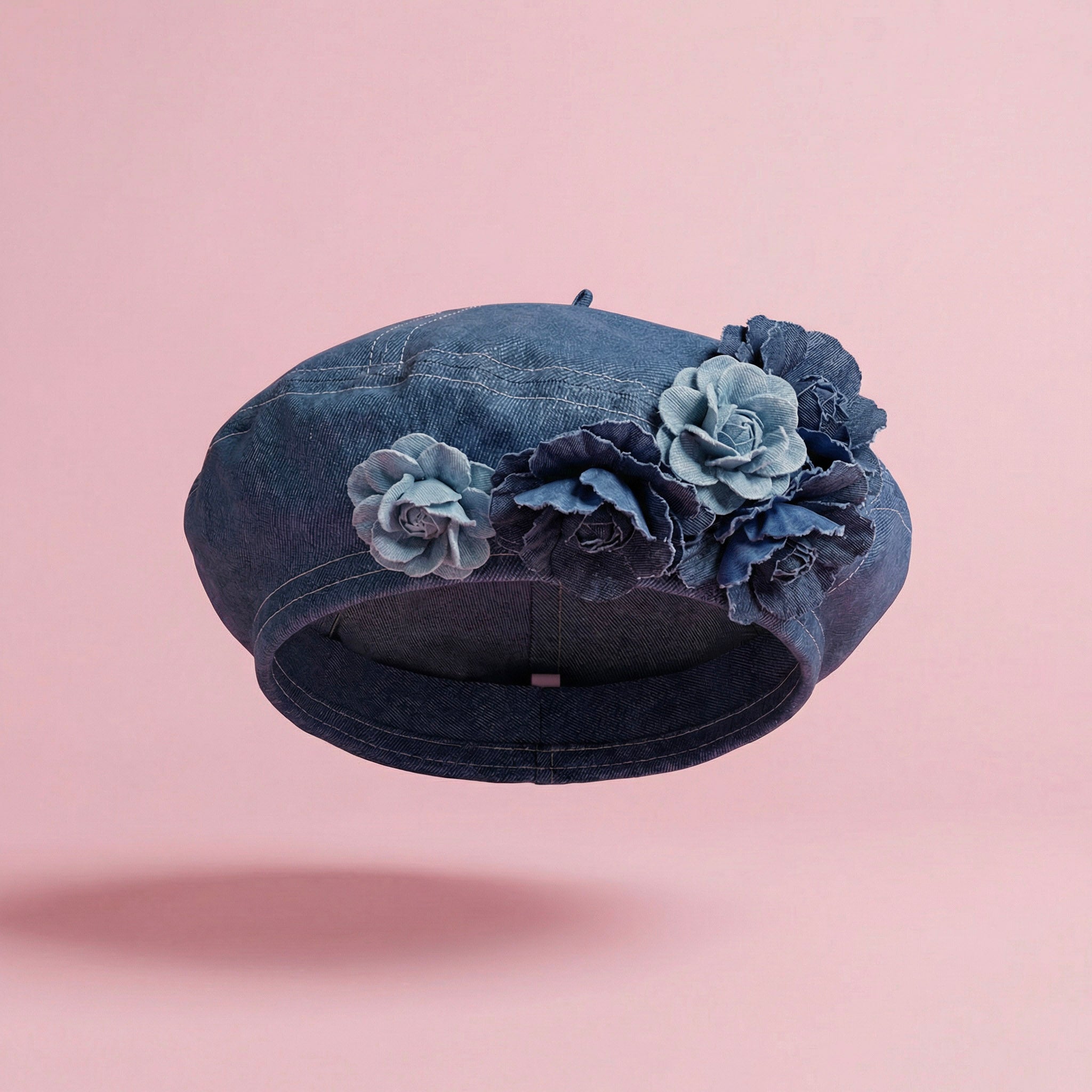 Anna-Kaci Women's Floral Denim Beret Hat Soft Structured Fashion Cap