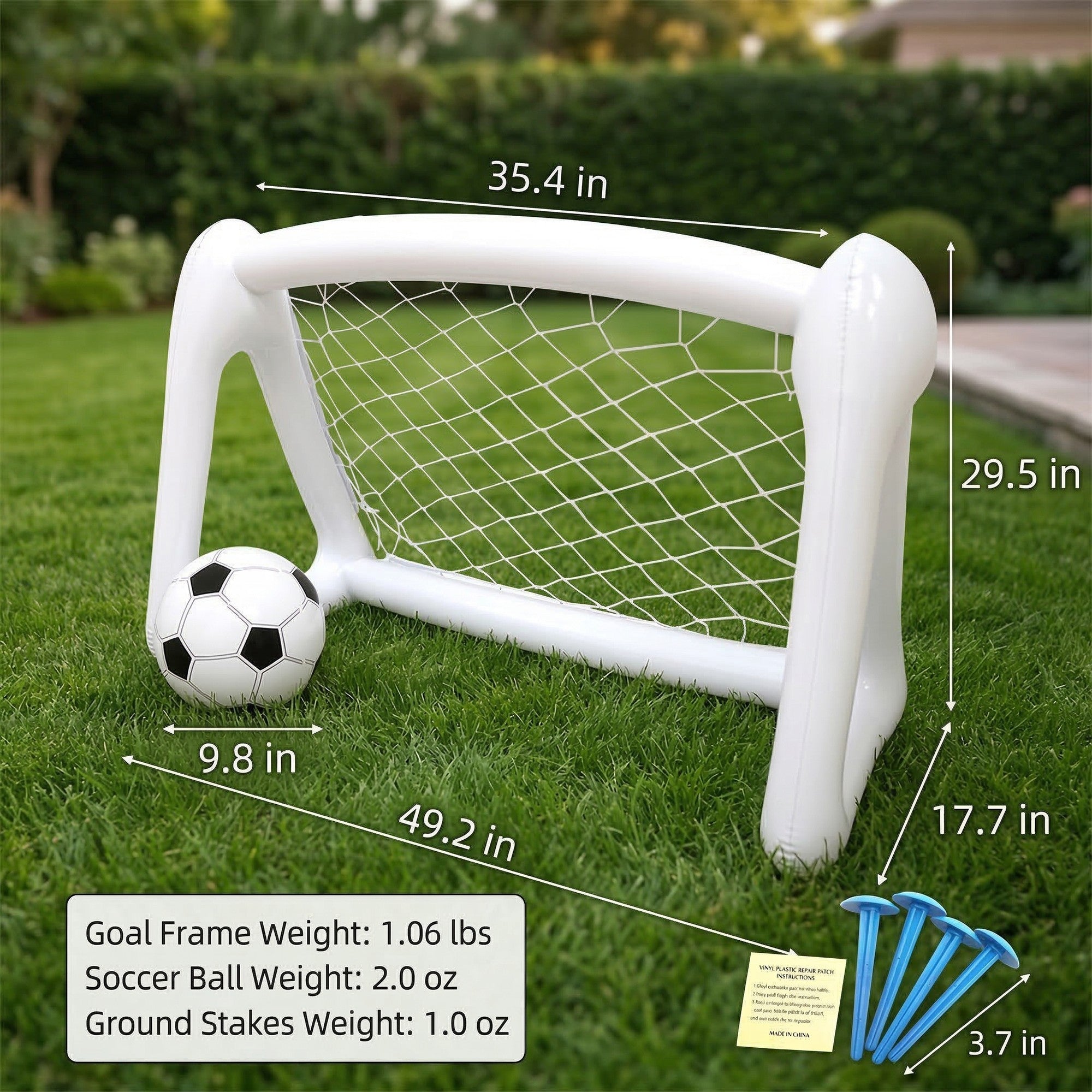 Anna-Kaci Inflatable Soccer Goal with Net Portable Backyard Lawn and Park Play