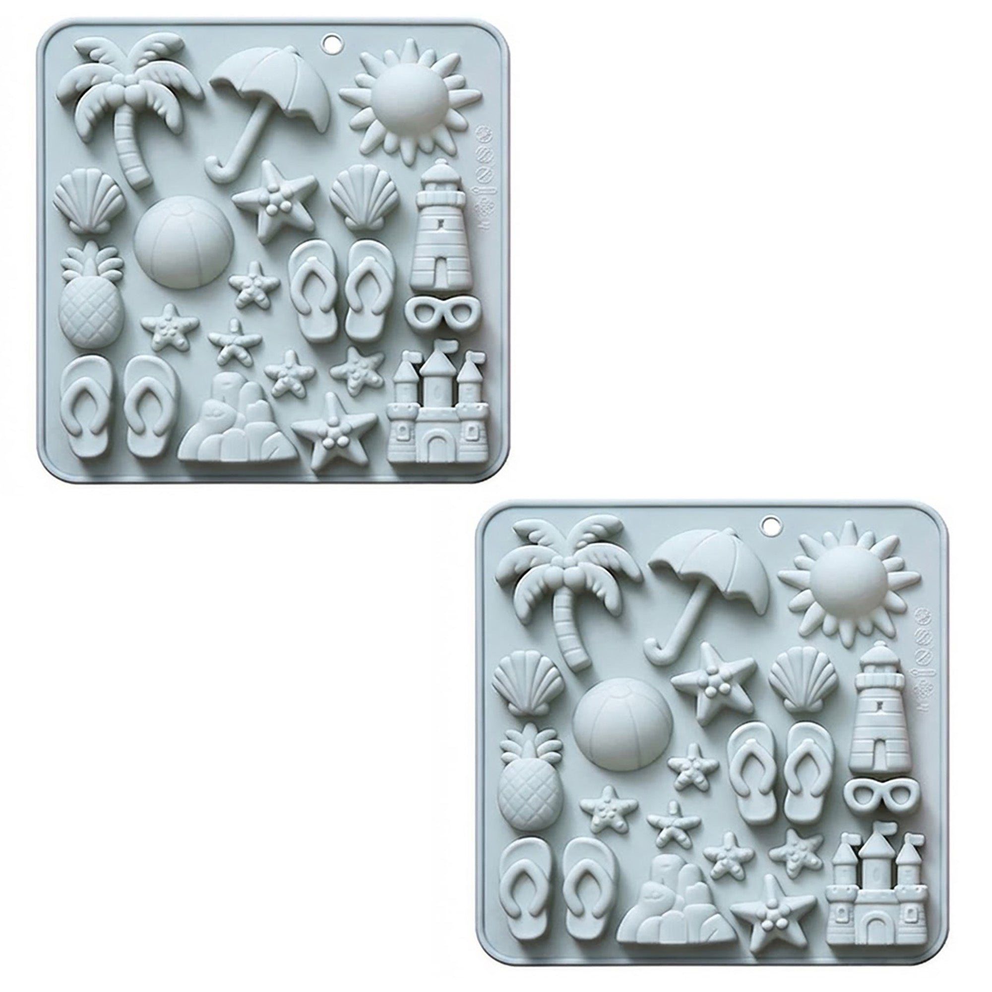 Anna-Kaci 2-Piece Beach Silicone Baking Mold Set Nonstick Summer Shape Chocolate Candy Dessert Mold