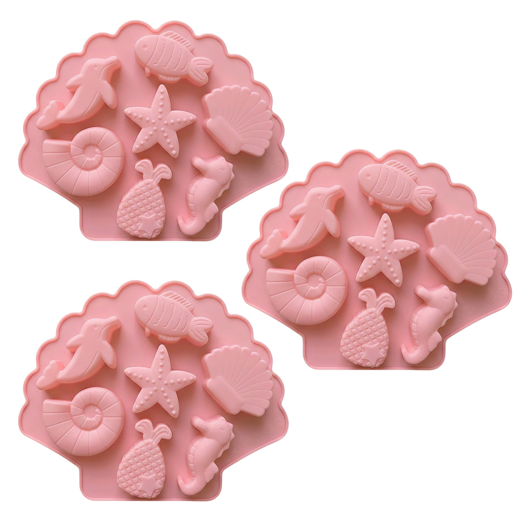 Anna-Kaci 3-Piece Ocean Theme Silicone Baking Mold Set Sea Life Cake Chocolate Candy Soap Mold