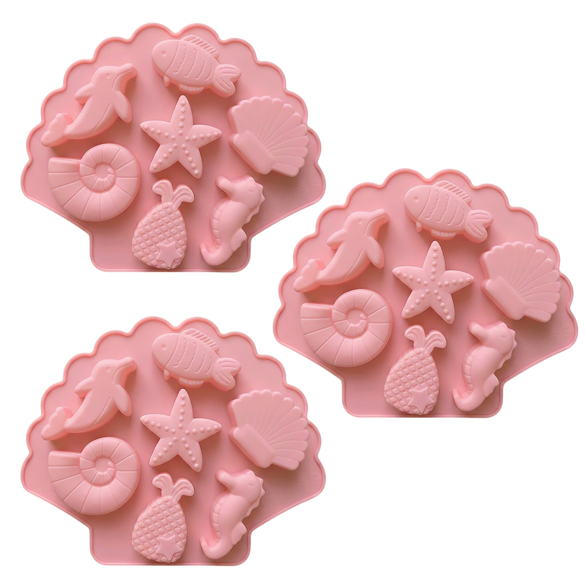 Anna-Kaci 3-Piece Ocean Theme Silicone Baking Mold Set Sea Life Cake Chocolate Candy Soap Mold